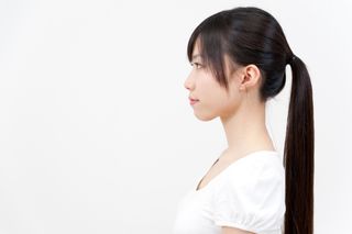 Ponytails have a consistent shape defined by the interaction between gravity, bendiness and curliness.