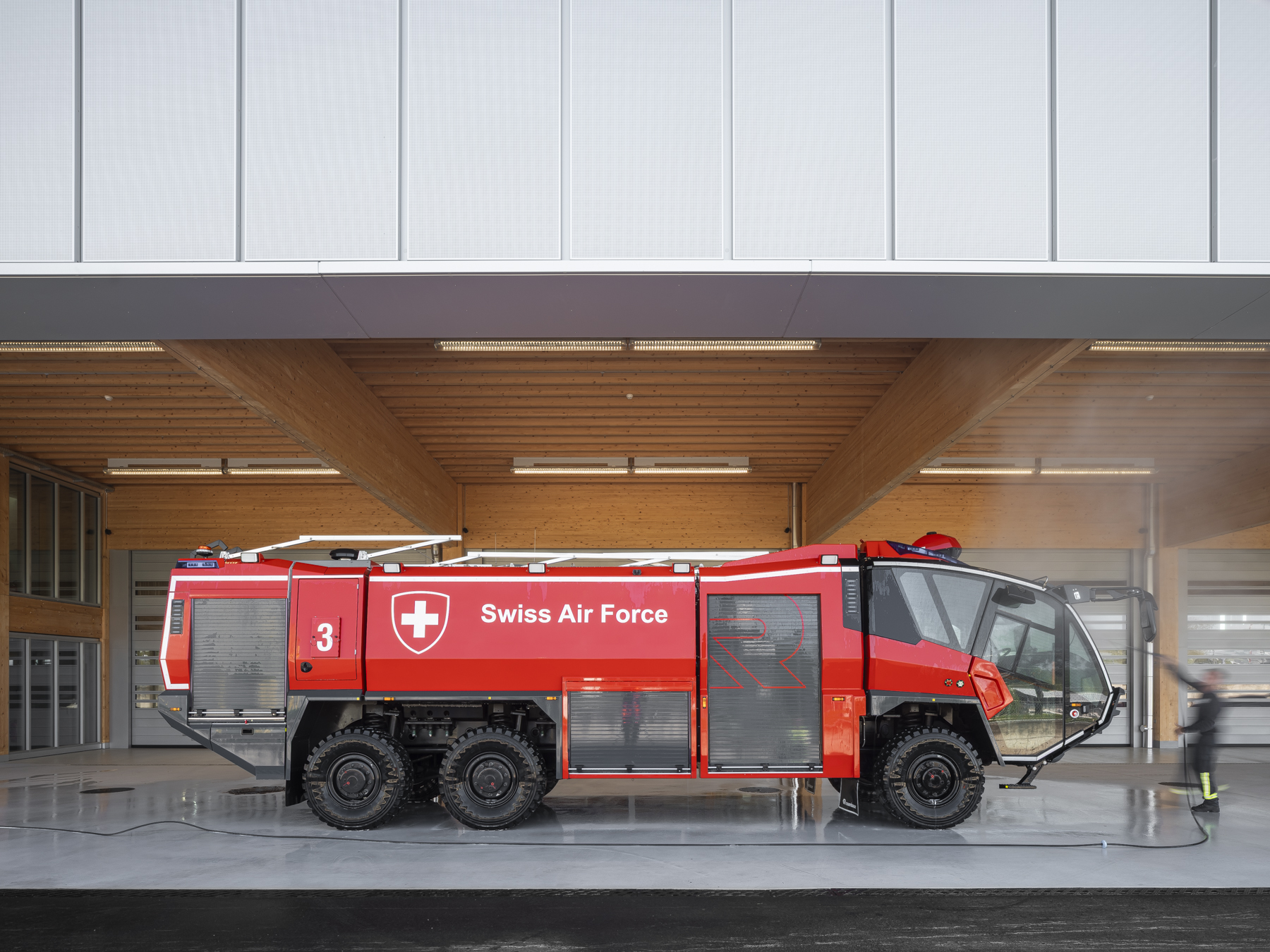 Fire tender outside Halle 2