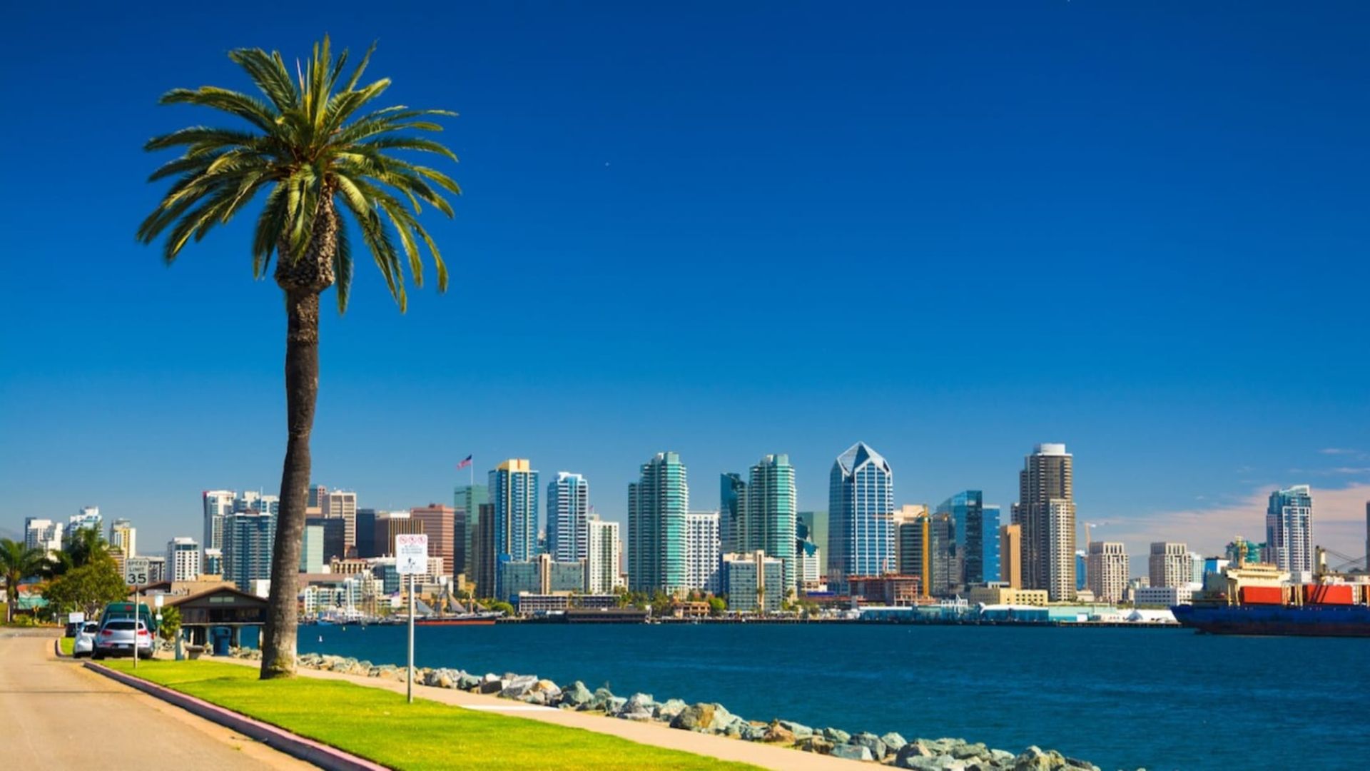 San Diego skyline and beach