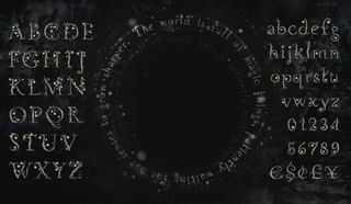 Screenshot showing Magic Ivy font letter set on black