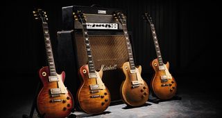 Gibson Les Pauls and a Marshall stack