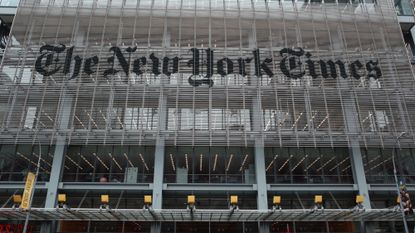 The exterior of the New York Times building in Manhattan.