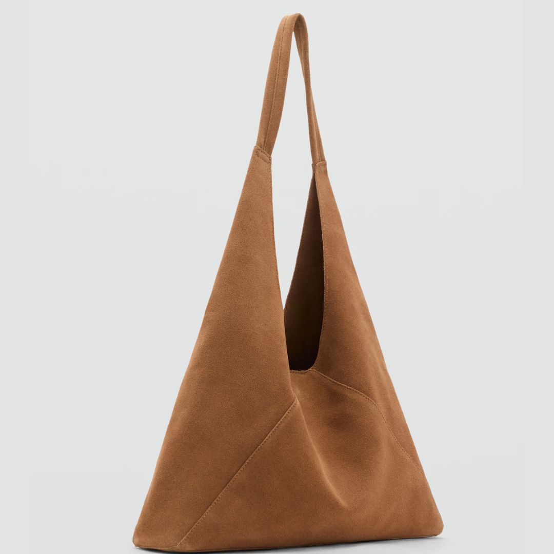 Mango Brown Slouchy Suede Shoulder Bag