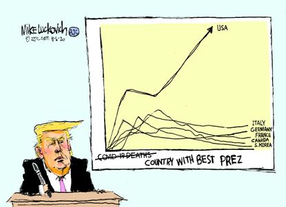 Political Cartoon U.S. Trump COVID deaths