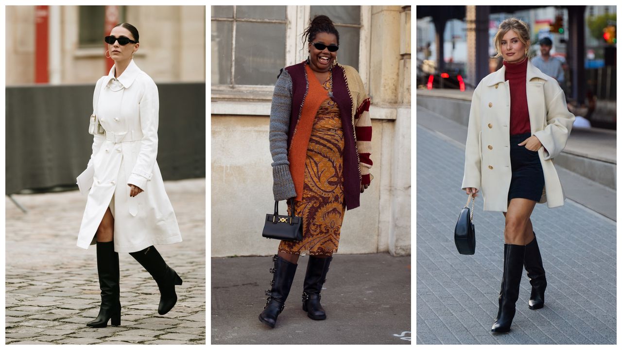 collage of women wearing knee-high boots