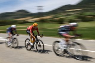 Uno-X Mobility team's Danish rider Magnus Cort cycles in a breakaway during the 17th stage of the 111th edition of the Tour de France cycling race, 177,8 km between Saint-Paul-Trois-Chateaux and Superdevoluy, southern France, on July 17, 2024. (Photo by Anne-Christine POUJOULAT / AFP)