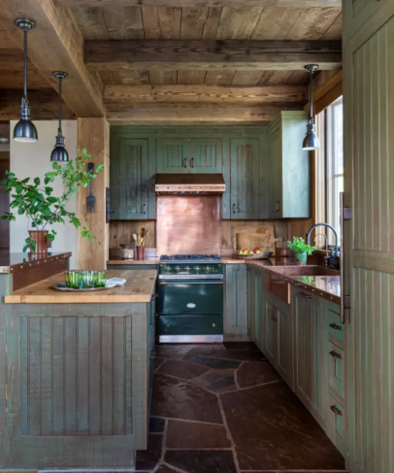 Rustic green kitchen