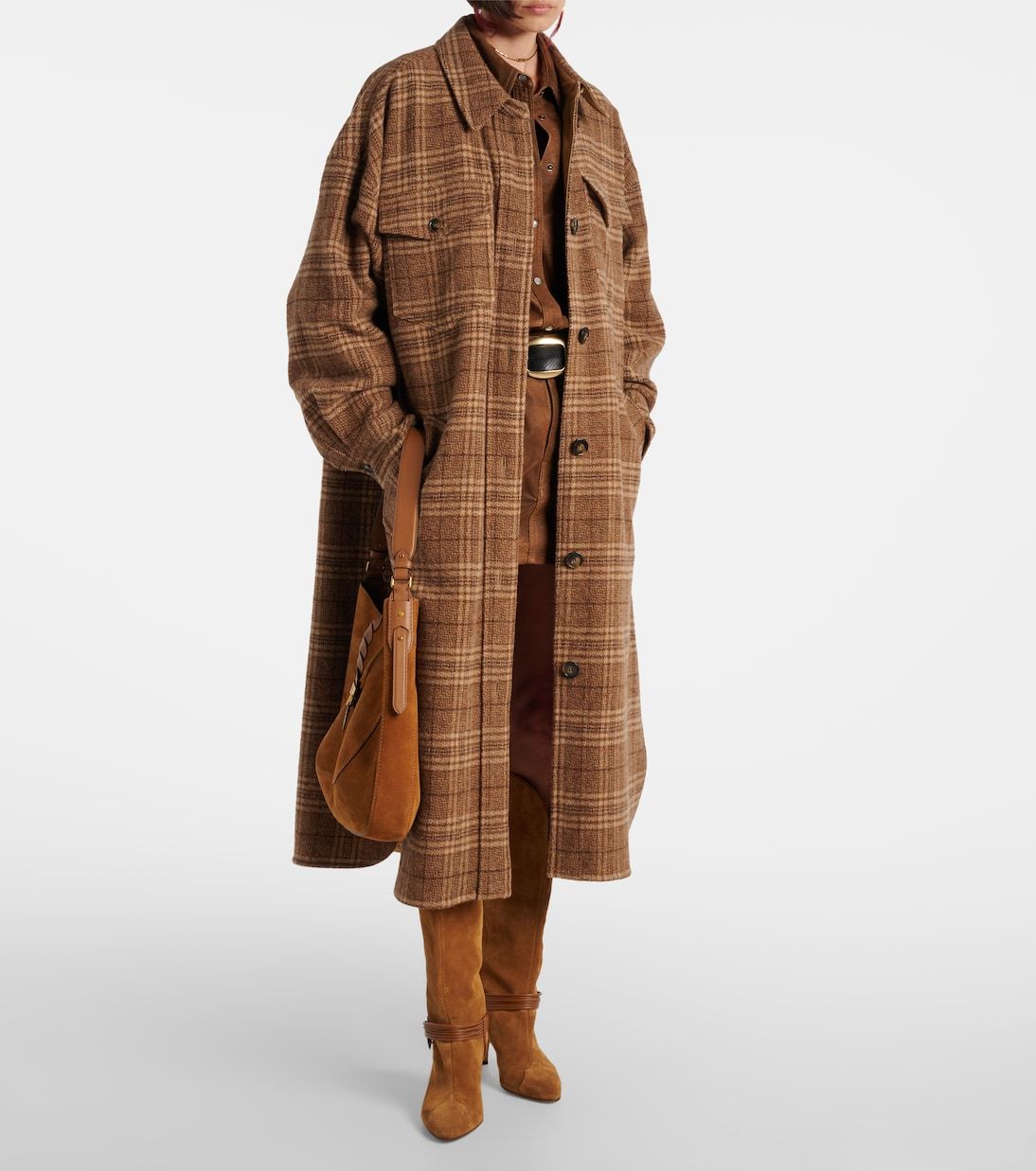 Gislene Checked Virgin Wool Coat