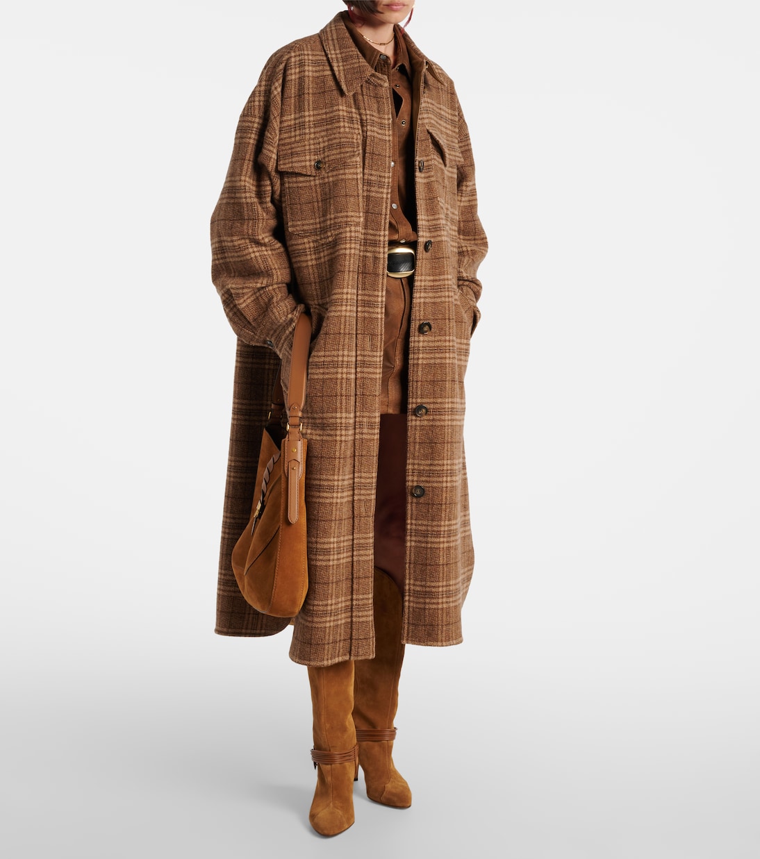 Gislene Checked Virgin Wool Coat
