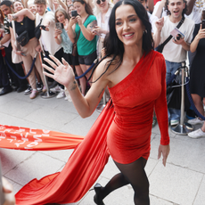 Katy Perry arrives at The Ritz Hotel in a stretch limousine during the Haute Couture Fall/Winter 2024/25 as part of Paris Fashion Week on June 25, 2024 in Paris, France.