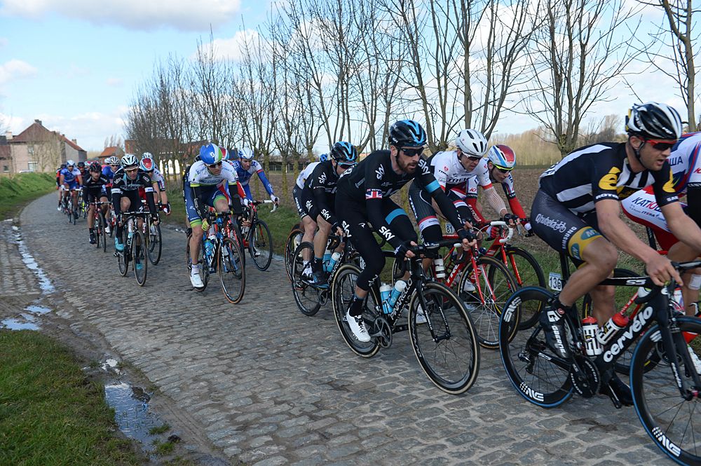 Sir Bradley Wiggins (Sky) on the pav&eacute;