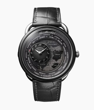 black Hermes watch Arceau Le Temps Voyageur, unveiled at Watches & Wonders