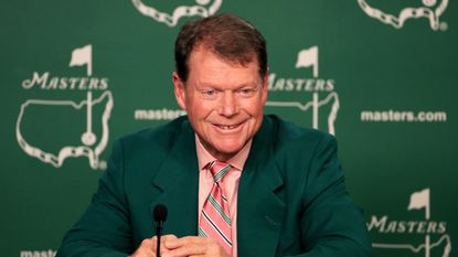 Tom Watson speaking at the Masters at Augusta