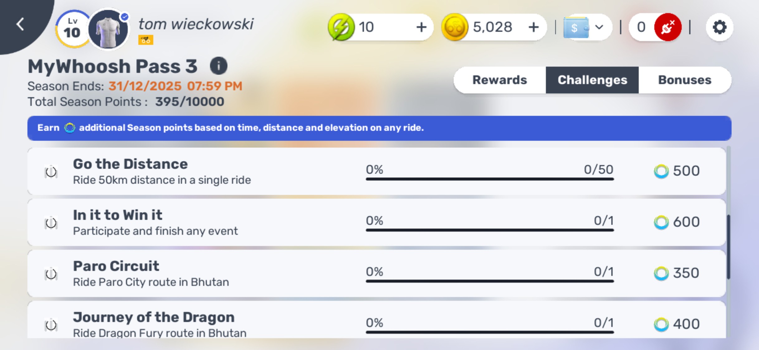 A MyWhoosh app screenshot