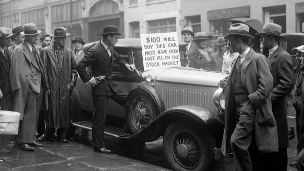 A Wall Street speculator tries to sell his car after losing all of his money in the stock market crash.