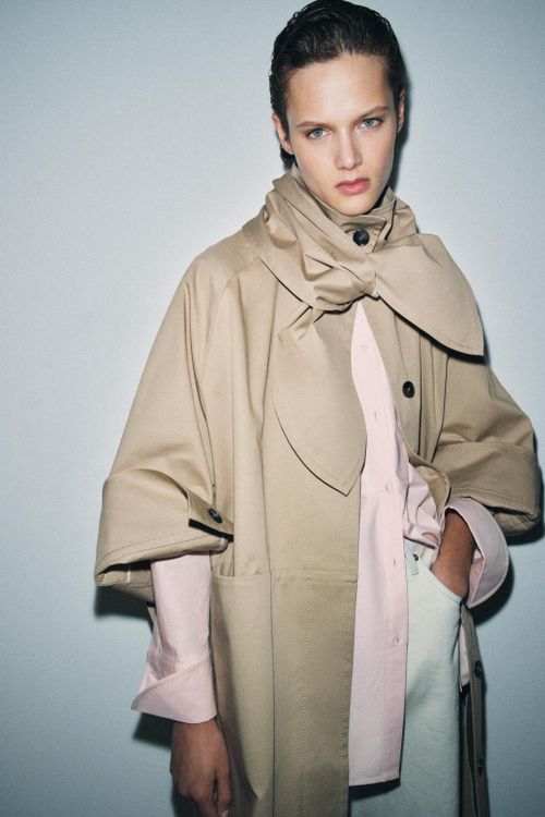 Oversize Trench Coat With Scarf Zw Collection Limited Edition