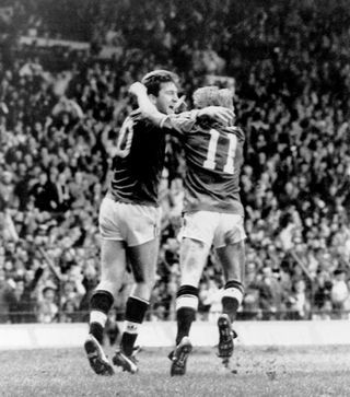 Delving deeper into the archive, Norman Whiteside (left) was on target in United's 2-0 fourth-round win over the Blues in 1988