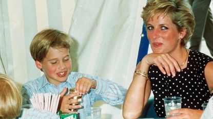 Diana, Princess of Wales and Prince William enjoy some refreshments at Windsor Great Park on June 01, 1991in Windsor, England .