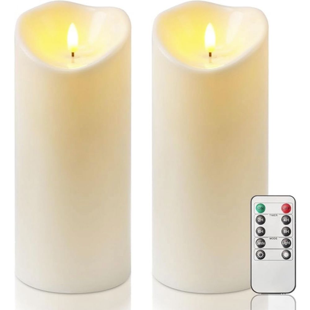 2 LED pillar candles with remote control