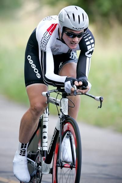 Chris Barton (BMC) got to put on the best young rider's jersey after his ride today.