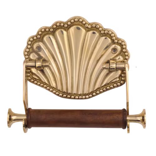 Etsy, Vintage Solid Brass Shell Toilet Roll Holder