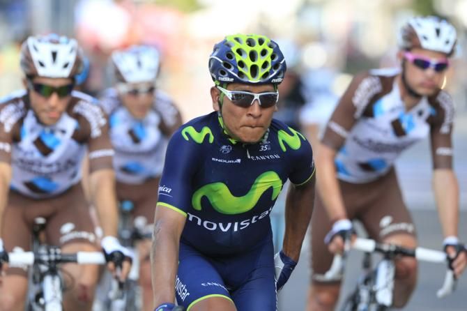 Nairo Quintana (ovistar) crosses the line