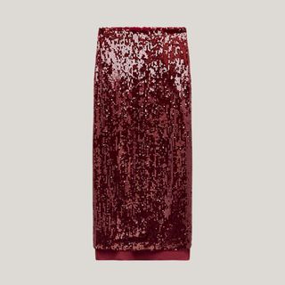 SEQUINNED MIDI SKIRT