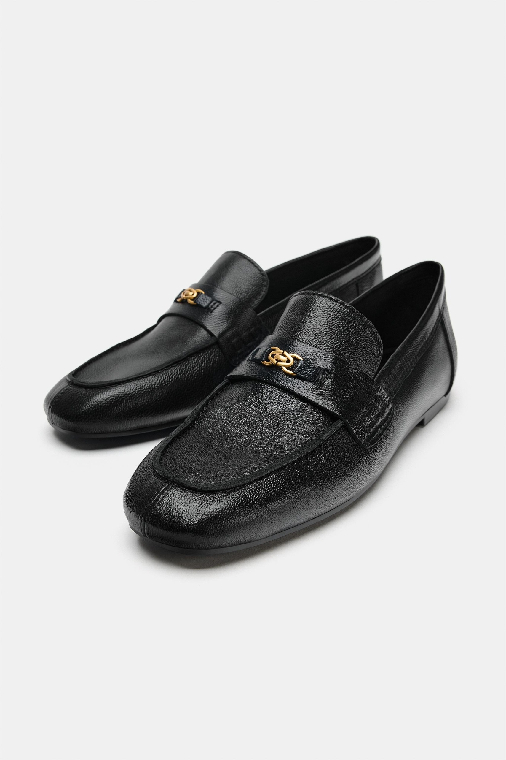 Leather Loafers With Metal Appliqu&amp;Eacute; - Black - 2