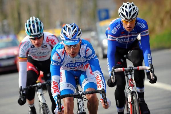 Jurgen Roelandts (Omega Pharma-Lotto), Yann Huguet (Skil-Shimano) and Nikolas Maes (Quick Step)