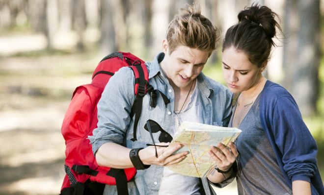 Couple looking at map