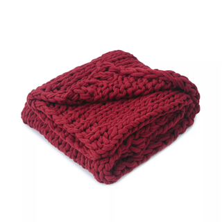 Burgundy knitted throw