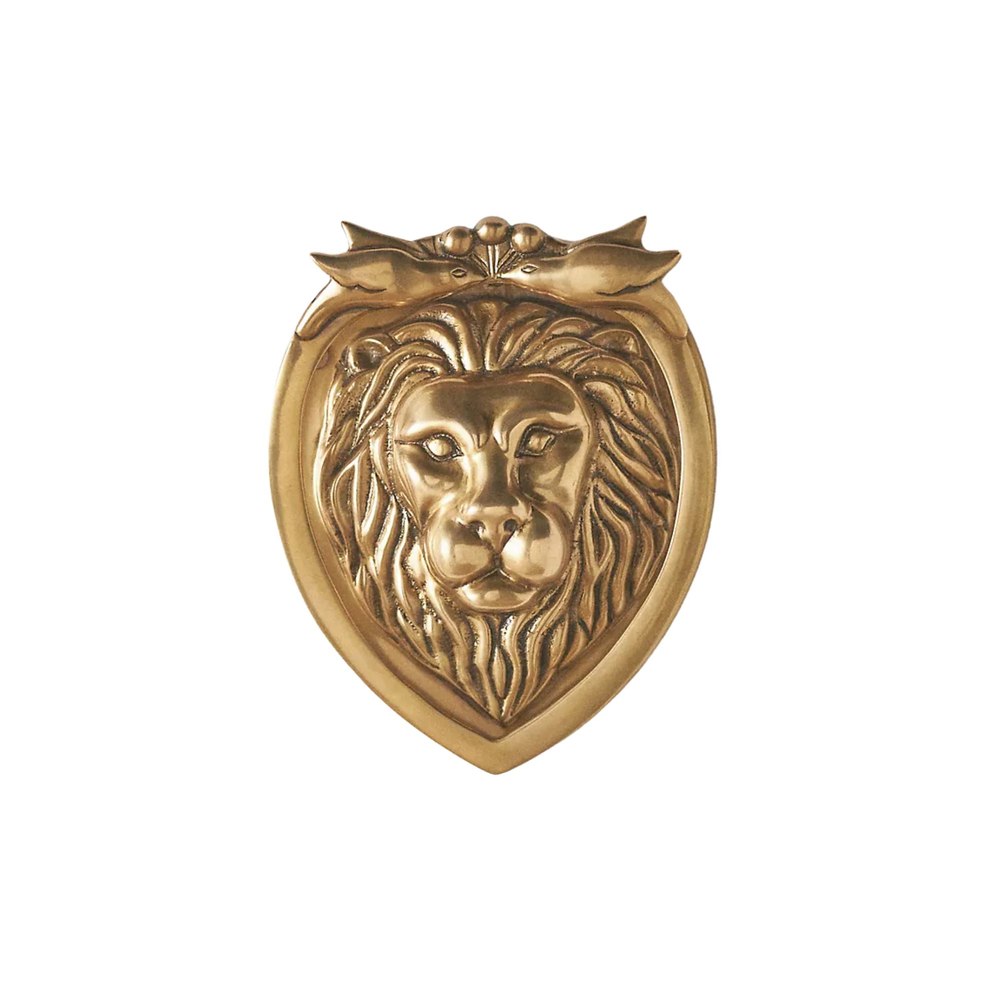 a gold lion shaped door knocker