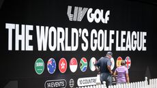 The LIV Golf sign at a 2026 LIV Golf League events