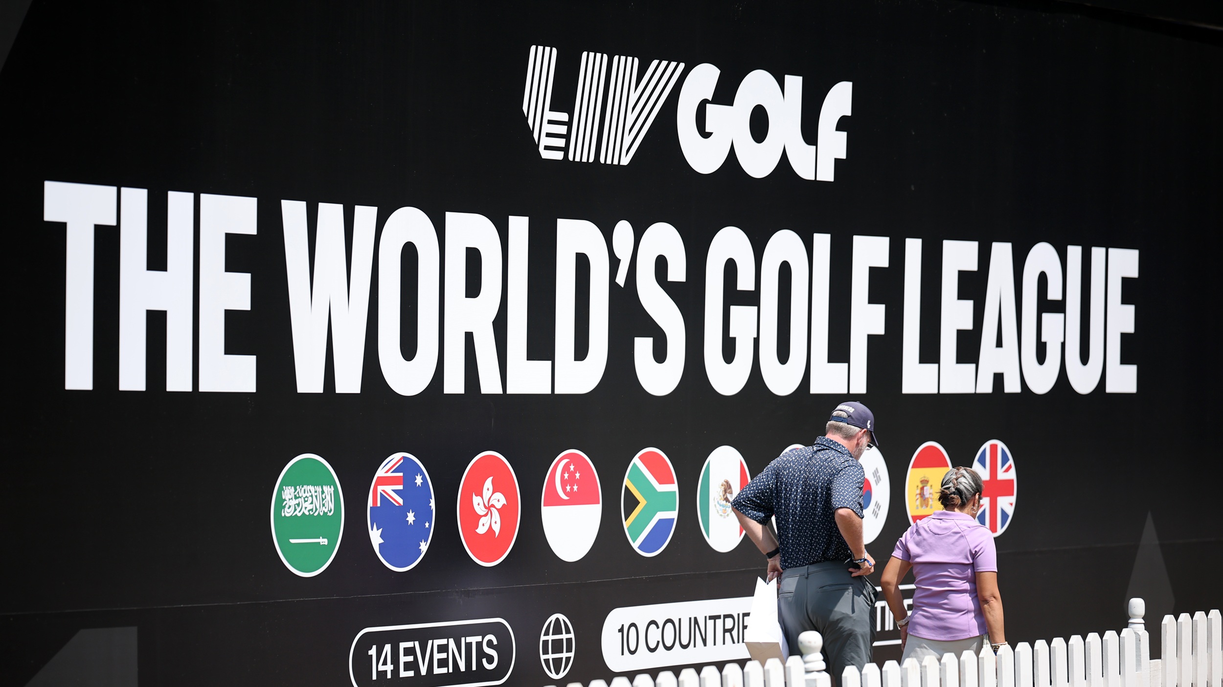 The LIV Golf sign at a 2026 LIV Golf League events