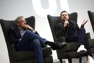 Director Adam McKay (left) and actor Leonardo DiCaprio (right) discuss the upcoming film "Don't Look Up."