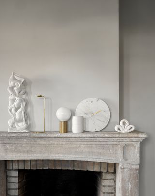 marble fireplace with minimalist ornaments