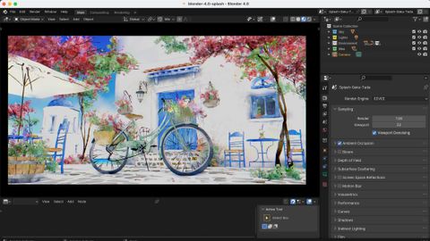 Blender 4.0 review; a bike rendered to in a 3D app to look like an illustration
