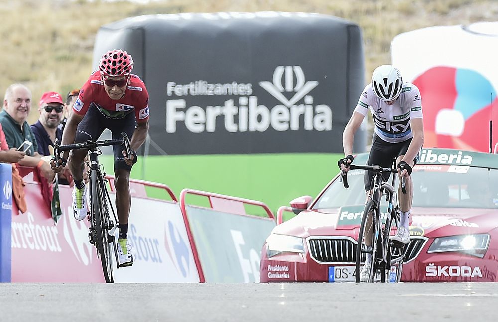 Nairo Quintana (Movistar) finishes off Froome on the Alto de Aitana