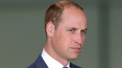 Prince William looks sad as he poses for the camera 