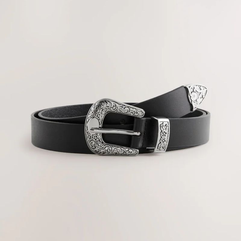 Black Western Leather Belt cut out 