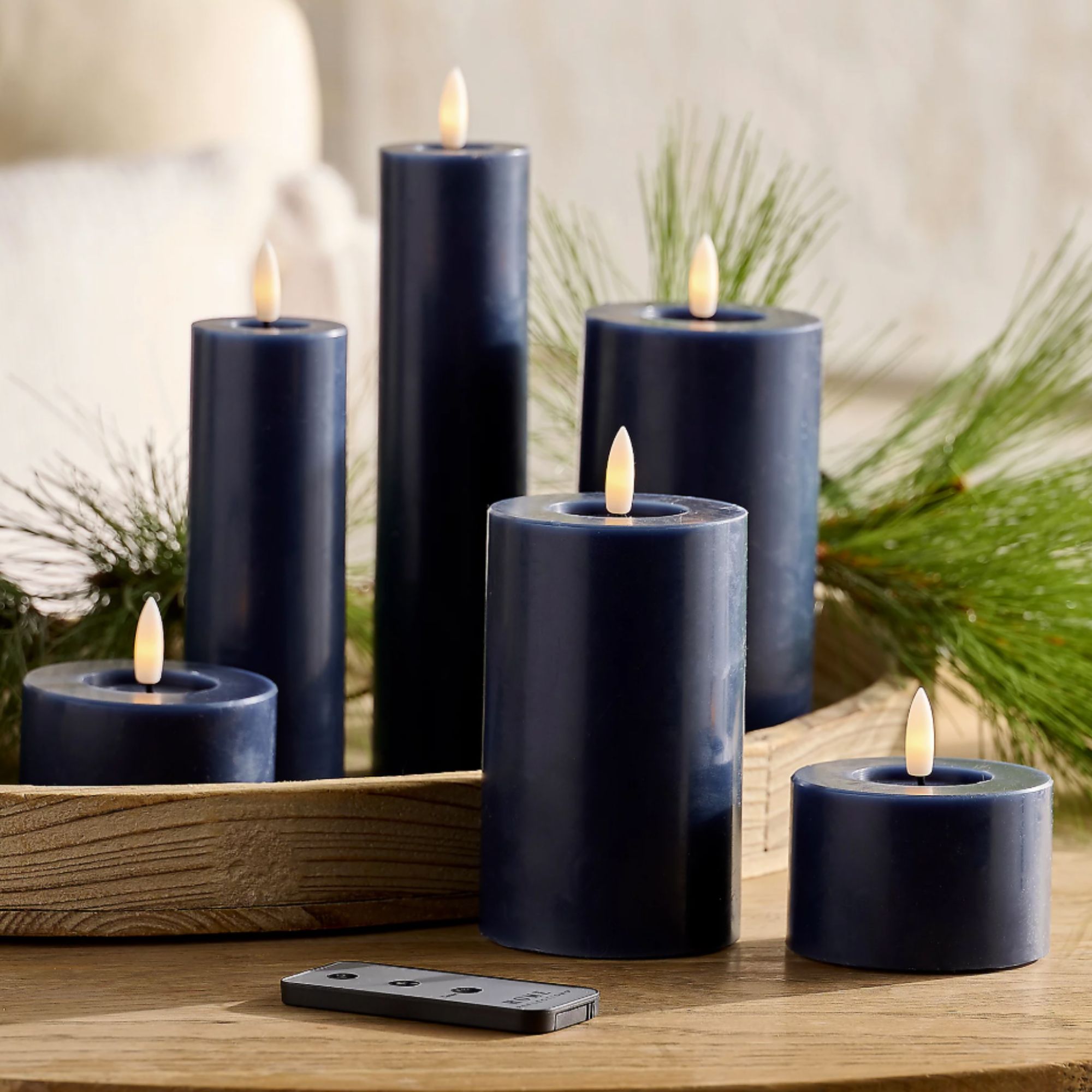 Home Reflections S/6 Flameless Mixed Size Pillar Set