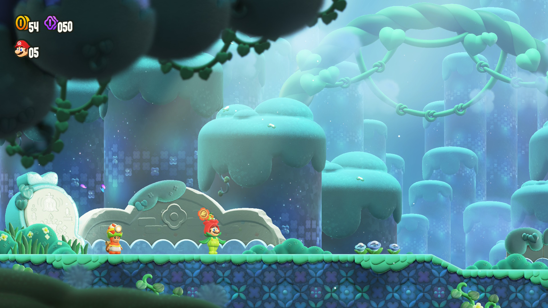 A screenshot from Super Mario Bros. Wonder Nintendo Switch 2 Edition showing Mario entering a level