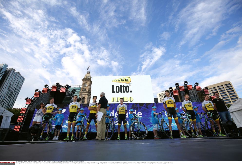 Team LottoNl-Jumbo are presented at the Tour Down Under