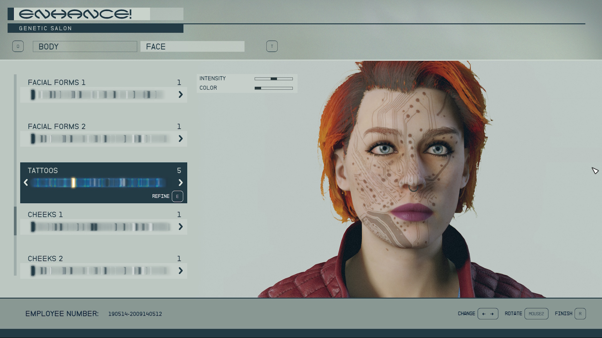 Character creation tattoos in Starfield