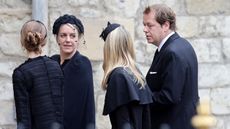 Laura Lopes and Tom Parker Bowles arrive at the state funeral of Queen Elizabeth II 