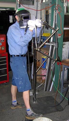 'Tim Delaney is a career-professional bike builder,' said Seven's Jennifer Miller as we watched the lanky Delaney work the head of his Tig welder around the contours of a bottom bracket.