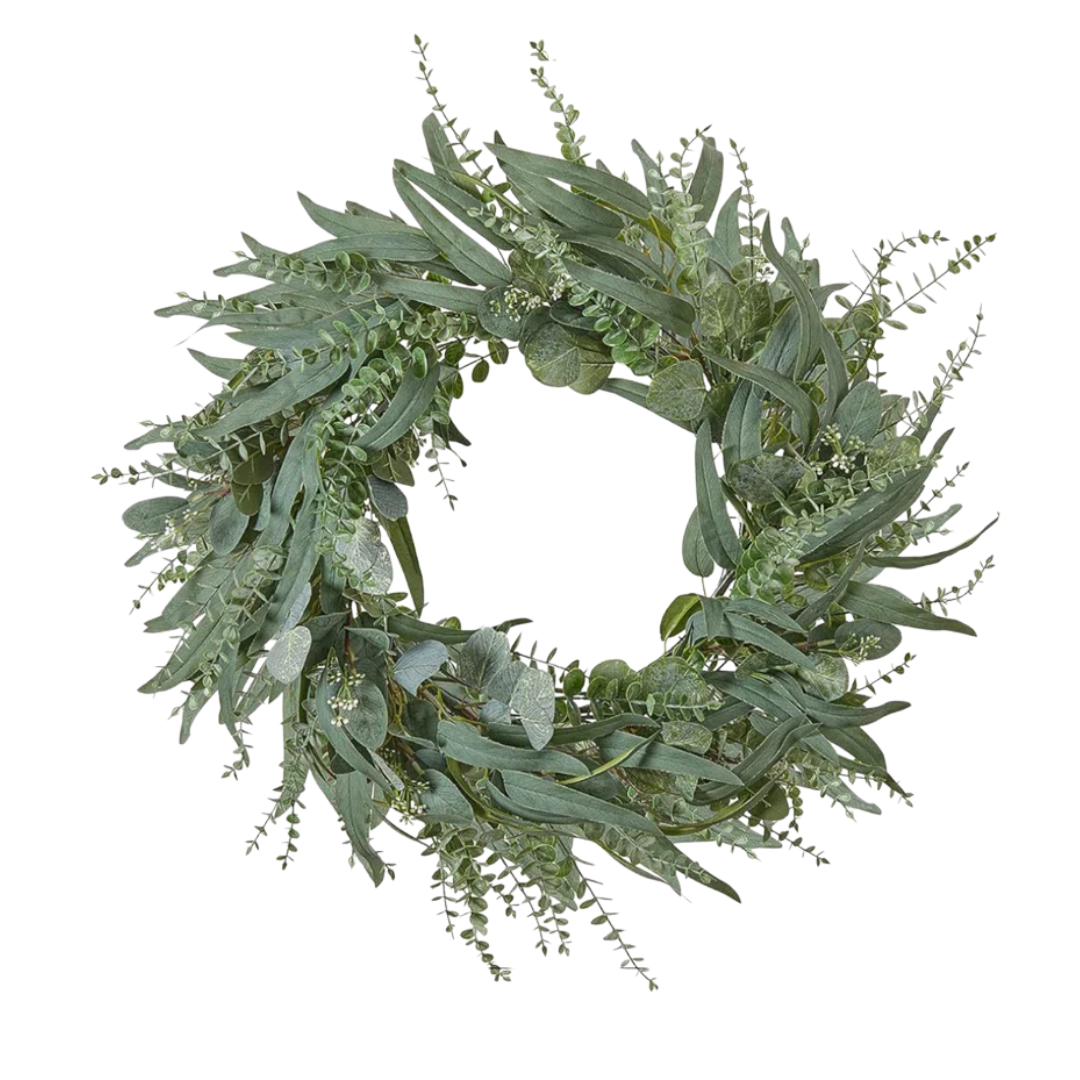 Primrue 24 Inch Large Eucalyptus Hanging Decorative Wreath, Artificial Greenery Summer Wreath, Home Indoor Outdoor Hanging Decorations | Wayfair