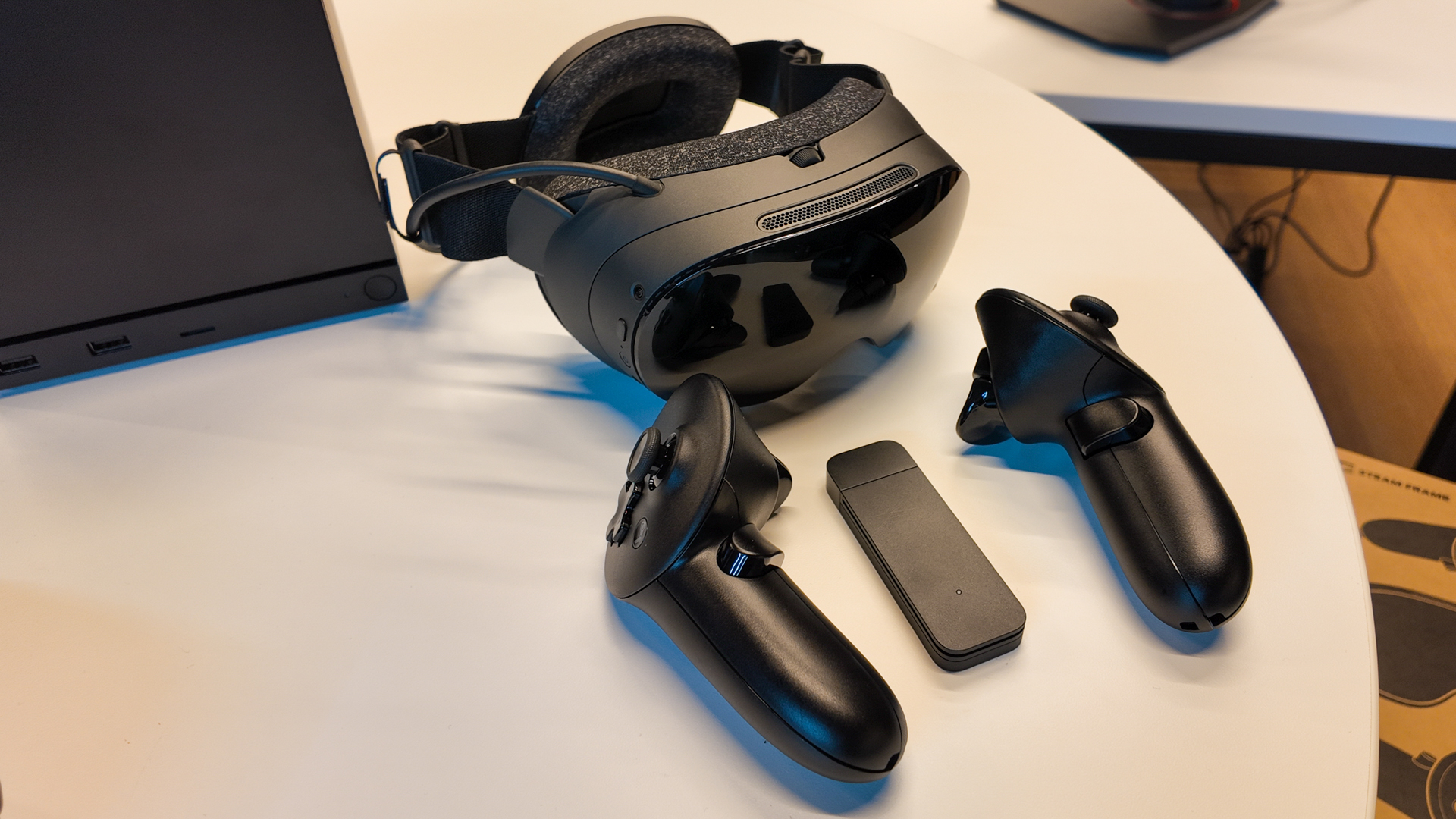 Hands-on with Valve&#039;s new VR headset, the Steam Frame, during an interview at Valve HQ in Bellevue, Washington.