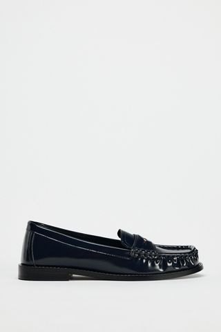 Ruched loafers with metallic details