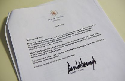 President Trump's letter to James Comey.